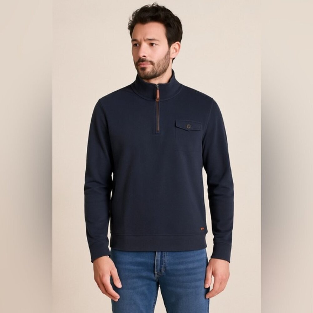 Ted Baker London Navy Quarter Zip Pullover Sweater Size 6 (US XL)